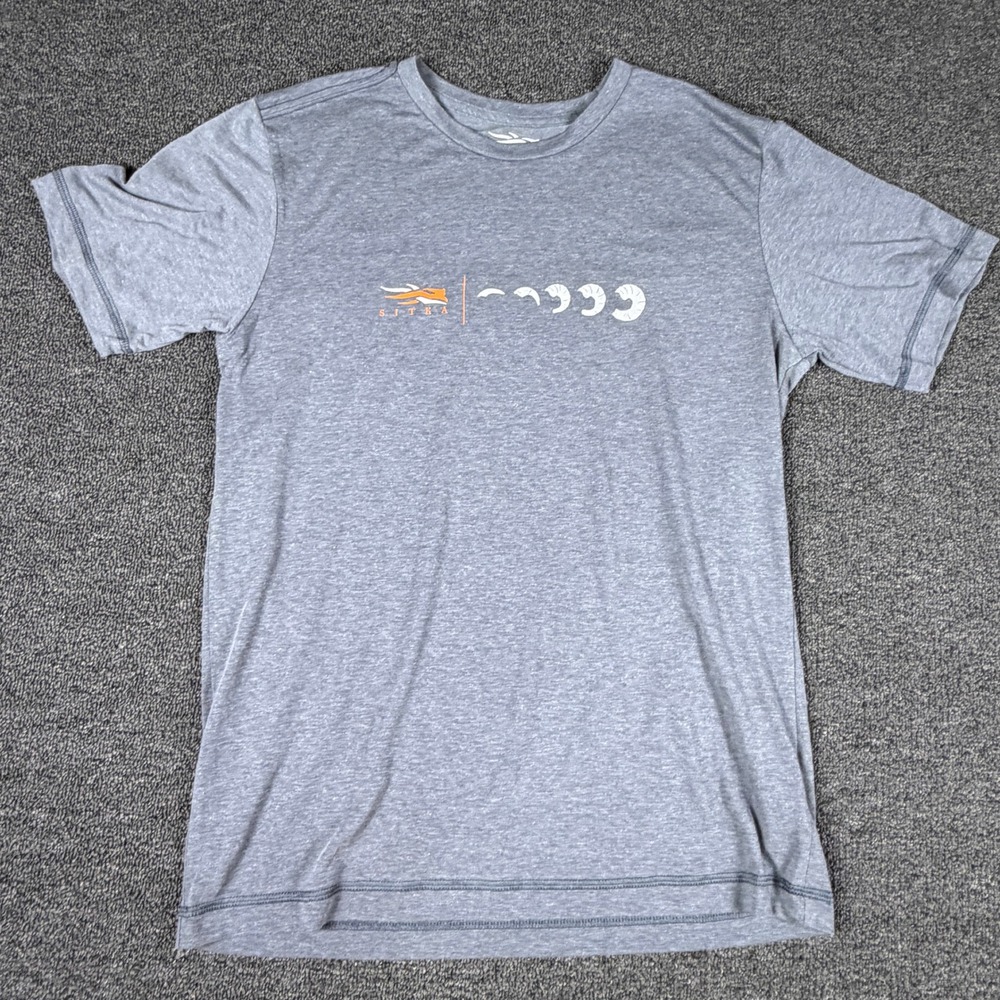 Sitka Gear Mens Ram Horn Graphic Tee Heather Grey Short Sleeve Shirt 20011 M